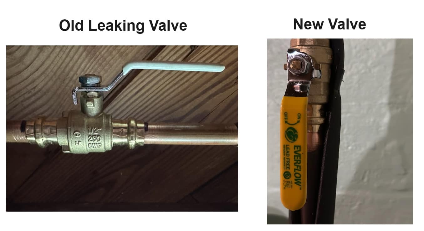 Image of a ball valve for a leak repair in Westport CT